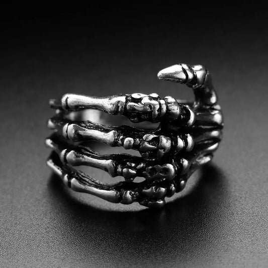 Gothic Skeleton Hand Skull Ring – Stainless Steel Punk Rock Finger Jewelry