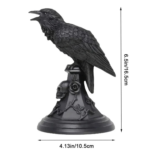 Gothic Crow Candle Holder – Retro Black Owl Candlestick Sculpture for Halloween & Home Décor